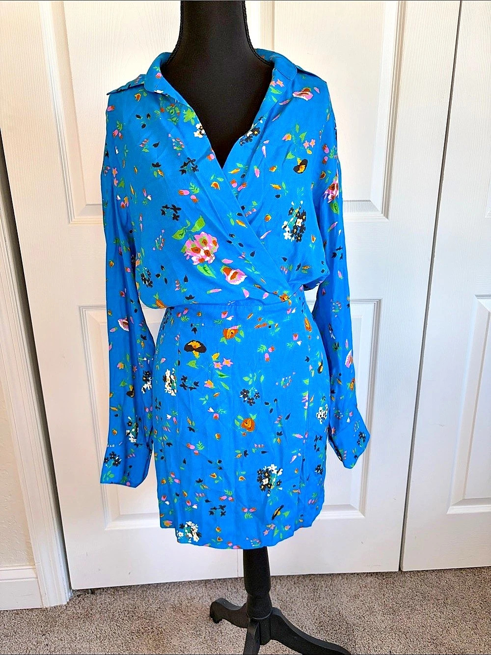 Zadig Voltaire Ravy Crepe Uma Dress Floral Dress Blue XS NWT Cottagecore